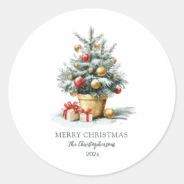 Elegante Kerstboom Ronde Sticker
