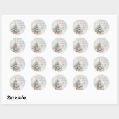 Elegante kerstboom  ronde sticker (Vel)