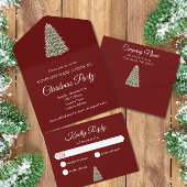 Elegante kerstboom rood bedrijf vakantie feest all in one uitnodiging