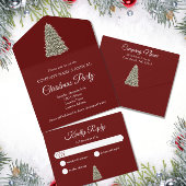 Elegante kerstboom rood bedrijf vakantie feest all in one uitnodiging