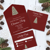 Elegante kerstboom rood bedrijf vakantie feest all in one uitnodiging