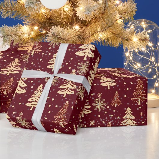 Elegante Kerstboom Rood Feest Cadeaupapier (Feestdagen)