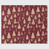 Elegante Kerstboom Rood Feest Cadeaupapier (Vlak)