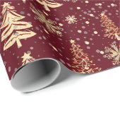 Elegante Kerstboom Rood Feest Cadeaupapier (Rol Hoek)