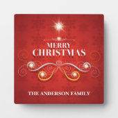 Elegante kerstboom rood gouden sterren moderne wen fotoplaat (Voorkant)