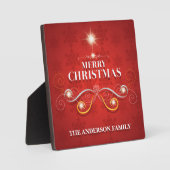 Elegante kerstboom rood gouden sterren moderne wen fotoplaat (Voorkant)