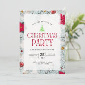 Elegante Kerstboom Rood & wit Party I Kaart (Staand voorkant)