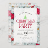 Elegante Kerstboom Rood & wit Party I Kaart (Voorkant / Achterkant)