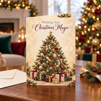 Elegante Kerstboom Smaragd Burgundy Goud Kaart