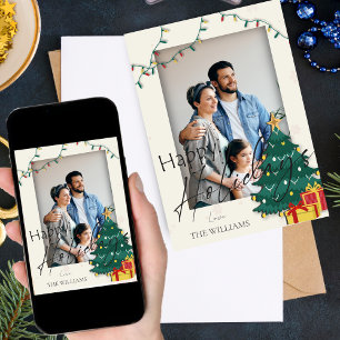 Elegante Kerstboom Ster Foto Prettig Kerstfeest Kaart