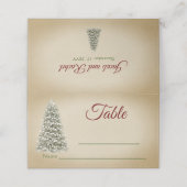 Elegante Kerstboom Tafelnummer & Naam Bruiloft Plaatskaartje (Buitenkant ongevouwen)