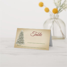 Elegante Kerstboom Tafelnummer & Naam Bruiloft Plaatskaartje
