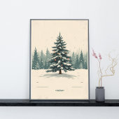 Elegante Kerstboom te midden van besneeuwde Poster