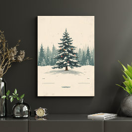 Elegante Kerstboom te midden van besneeuwde Poster