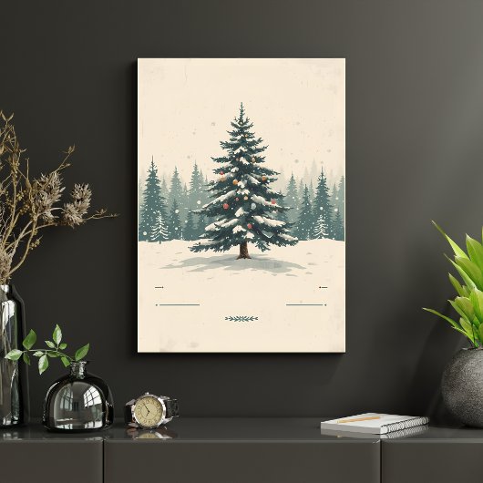 Elegante Kerstboom te midden van besneeuwde Poster