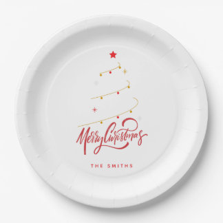 Elegante Kerstboom Typografie Script Papieren Bordje