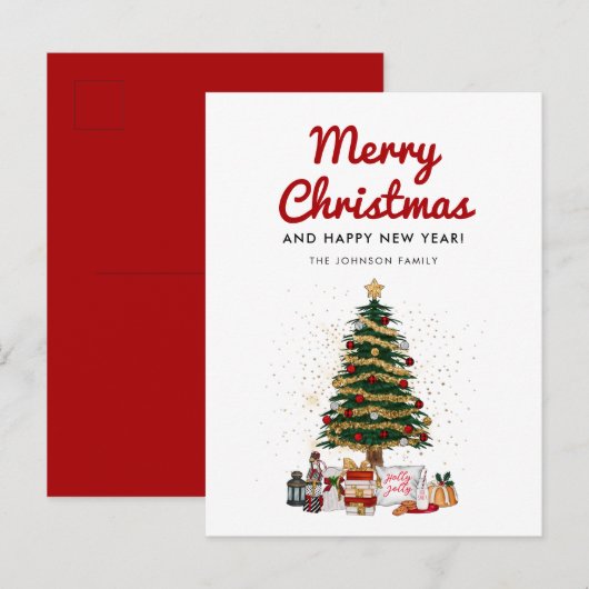 Elegante kerstboom vakantie briefkaart (Voorkant / Achterkant)