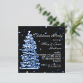 Elegante Kerstboom Vakantie Feest Blauw Kaart (Staand voorkant)