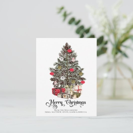 Elegante kerstboom vakantie feestdagenkaart (Staand voorkant)