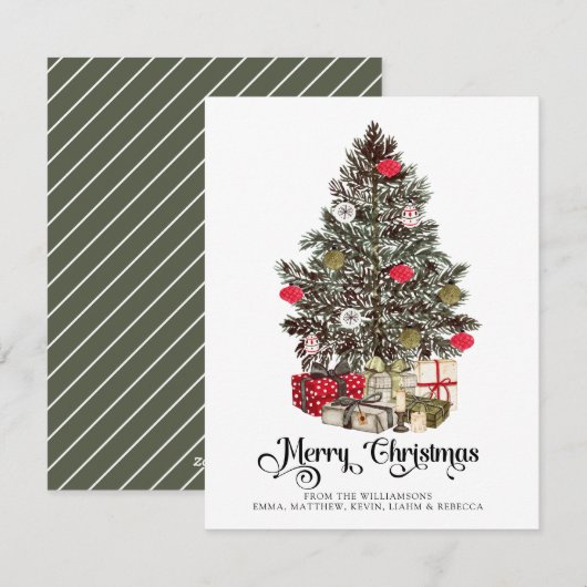 Elegante kerstboom vakantie feestdagenkaart (Voorkant / Achterkant)