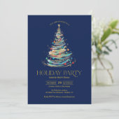 Elegante Kerstboom Vakantiefeest Uitnodiging (Staand voorkant)