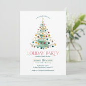 Elegante Kerstboom Vakantiefeest Uitnodiging (Staand voorkant)