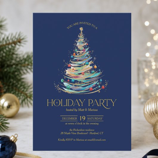 Elegante Kerstboom Vakantiefeest Uitnodiging