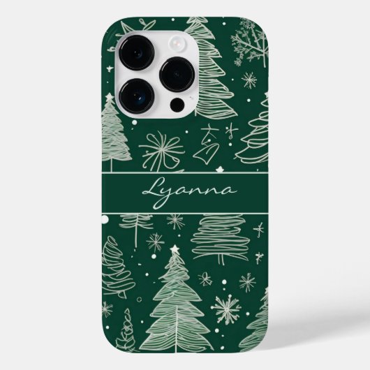 Elegante Kerstboom Vakantielijn Kunstpatroon Case-Mate iPhone Case (Achterkant)