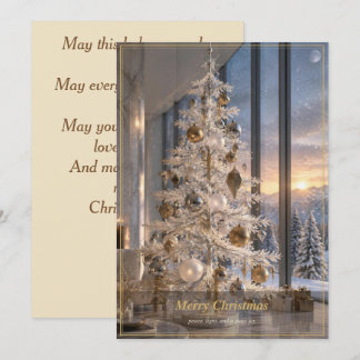Elegante Kerstboom van Goud en Zilver Feestdagenkaart