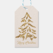 Elegante Kerstboom van Goud Vrolijk Kerstfeest  Cadeaulabel (Voorkant)