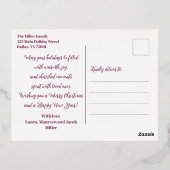 Elegante Kerstboom Versierd met Roze Baubles Folie Feestdagen Briefkaart (Achterkant)