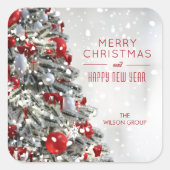 Elegante Kerstboom Vierkante Sticker (Voorkant)