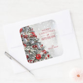 Elegante Kerstboom Vierkante Sticker (Envelop)