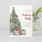 Elegante kerstboom waterverf vakantie kaart (Staand voorkant)