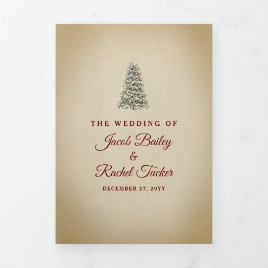 Elegante Kerstboom Winter Bruiloft Drieluik Uitnodiging (Cover)