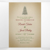 Elegante Kerstboom Winter Bruiloft Drieluik Uitnodiging (Binnenkant midden)