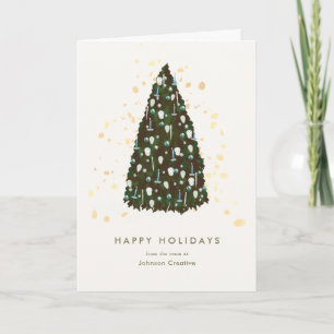 Elegante Kerstboom Witte Zakelijke Vakantie Kaart
