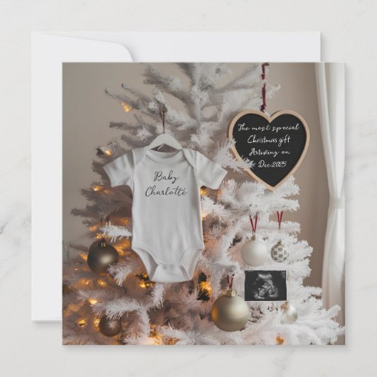 Elegante kerstboom zwangerschapsaankondiging kaart (Voorkant)