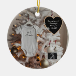 Elegante kerstboom zwangerschapsaankondiging keramisch ornament