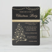Elegante Kerstboom,Zwart,Kerstdiner Kaart (Staand voorkant)