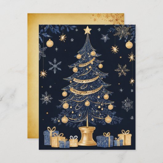 Elegante kerstboomkaars en cadeau Kaart (Voorkant / Achterkant)