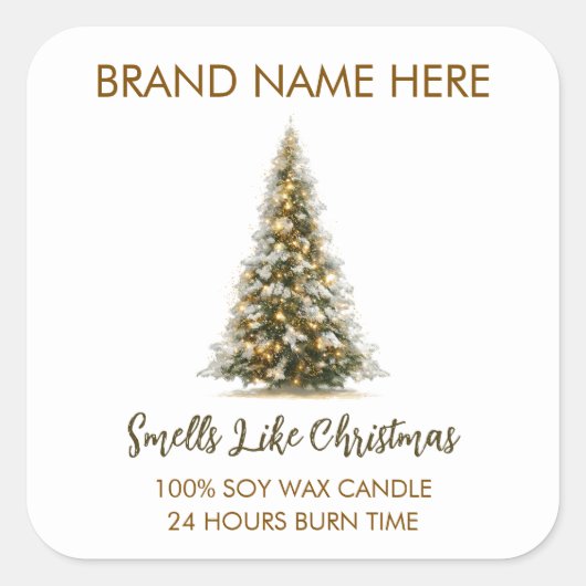 Elegante kerstboomkaarslabels vierkante sticker (Voorkant)