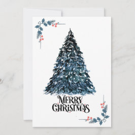 Elegante kerstboomkaart in waterverf | Festive & Feestdagenkaart