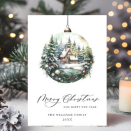 Elegante kerstboomversiering met waterverf afbeeld feestdagenkaart