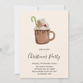 Elegante Kerstborrel met Warme Chocolade Kaart (Voorkant)