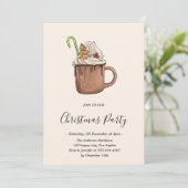 Elegante Kerstborrel met Warme Chocolade Kaart (Staand voorkant)