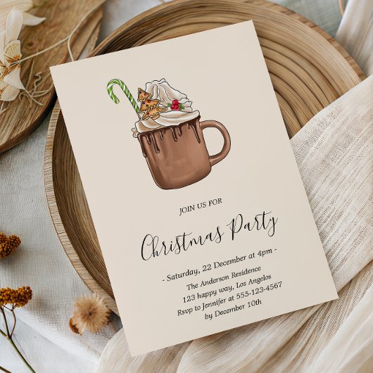 Elegante Kerstborrel met Warme Chocolade Kaart