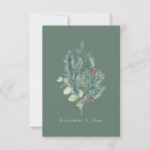 Elegante Kerstbruiloft Details Kaart (Achterkant)