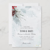 Elegante kerstbruiloft - rood en groen feest kaart (Voorkant)