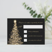 Elegante Kerstbruiloft RSVP Gold Black (Staand voorkant)